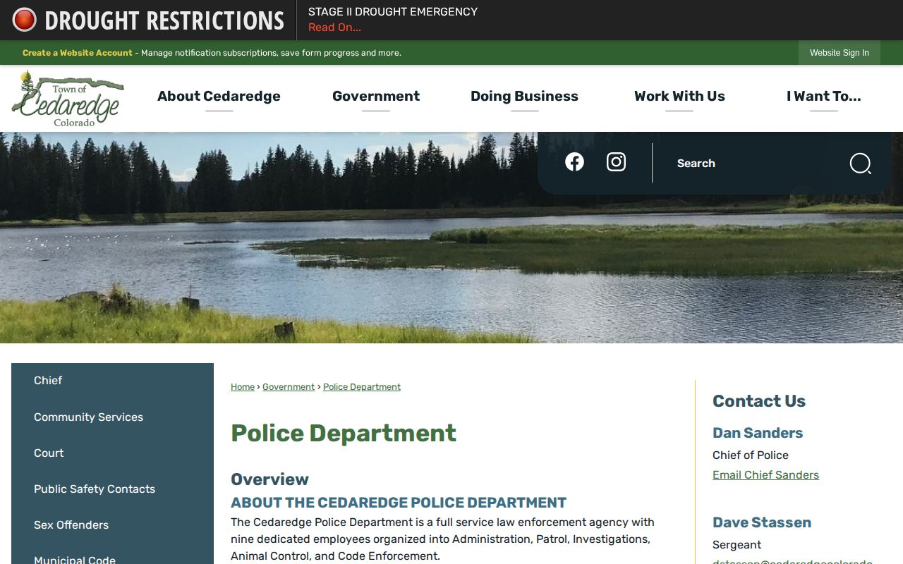 Town of Cedaredge Police Department arrest record source